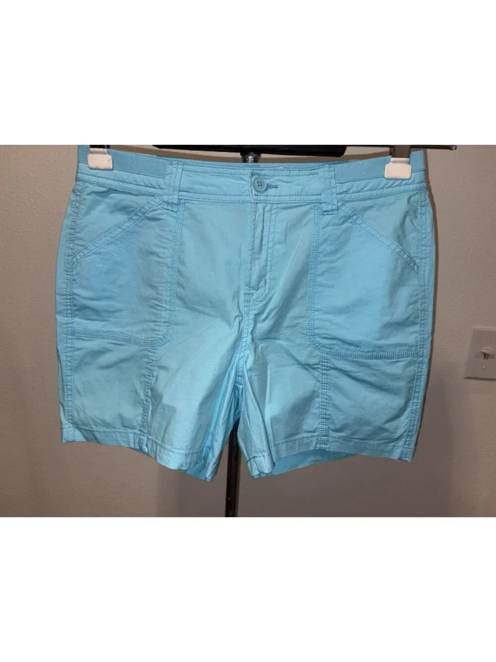 St Johns Bay Blue Casual Shorts Women 10 32X5 Stretch